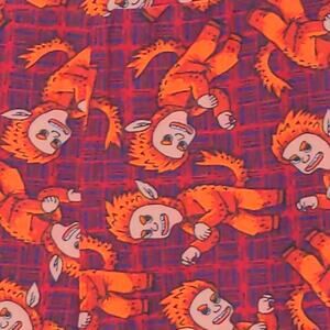 LulaRoe Burgundy Orange Wild Things Plaid Leggings Novelty One Size